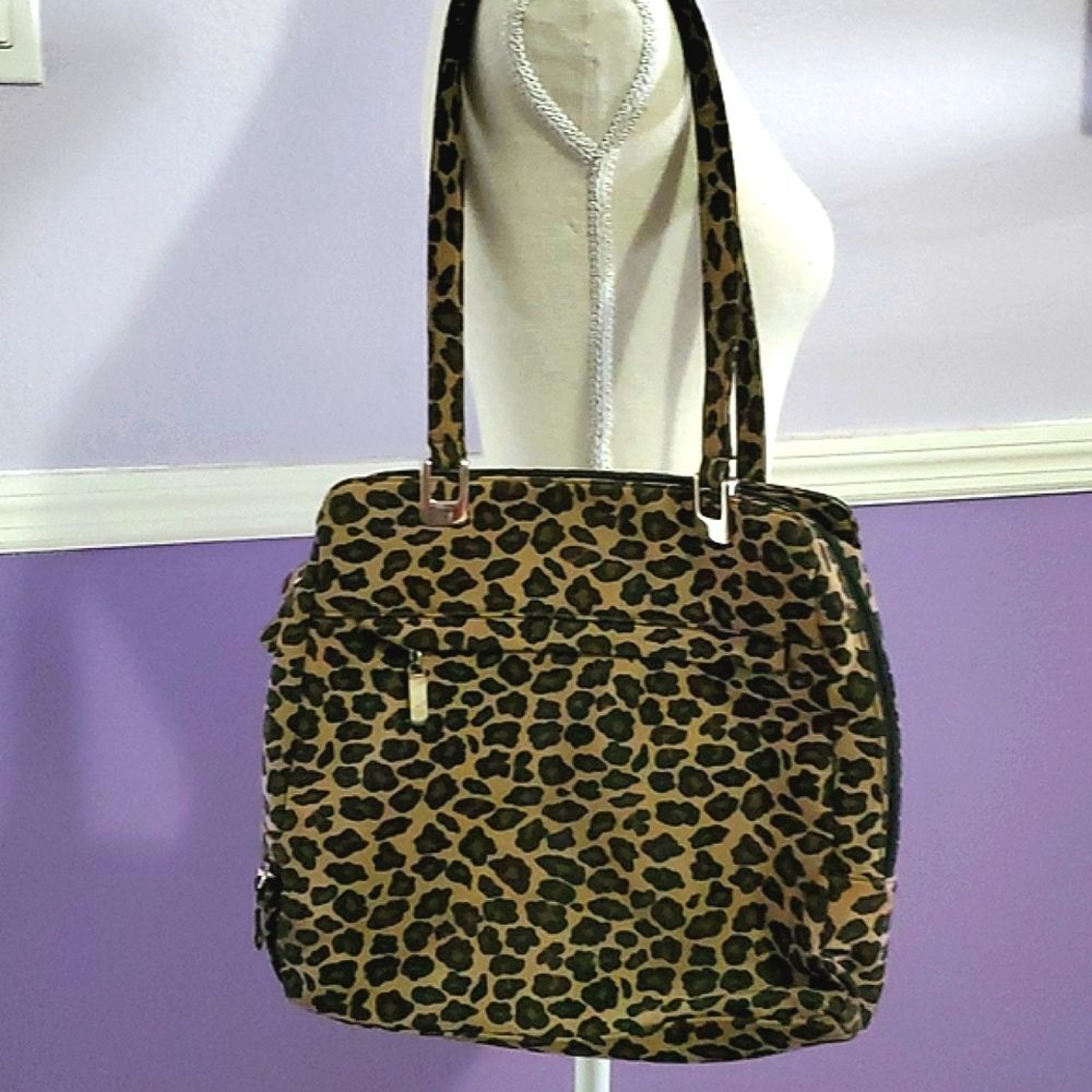 Worthington Leopard Print Multi-pocket Utility Large Shoulder Bag
